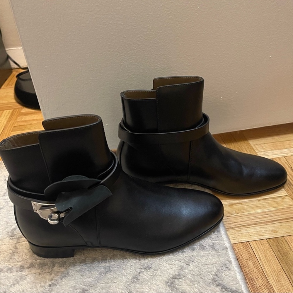 Hermes neo ankle boot black calfskin leather - Picture 3 of 7